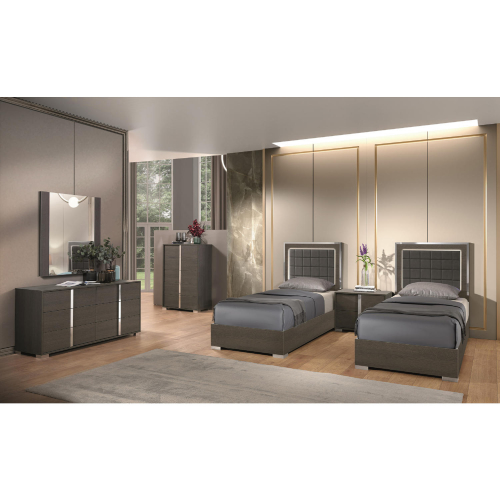 Alice Full Bed in Matte Gray Finish & Chrome